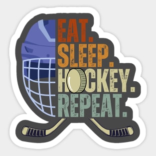 Eat Sleep Hockey Repeat Kids Adult Ice Hockey Retro Vintage Sticker